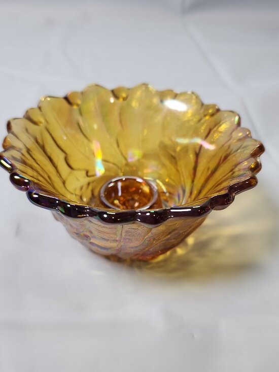 Other - Indiana Glass Wild Rose Taper Candle Holders Carnival Glass Marigold Vintage